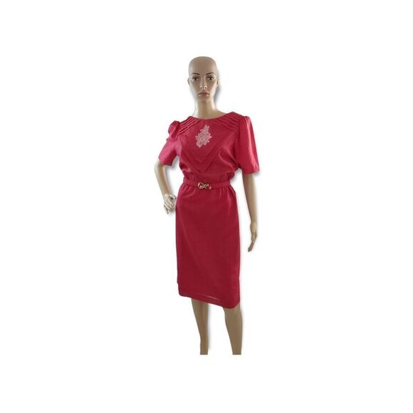 MANSDAR  WOMEN'S  Vintage  Red  Summer Party Retro  Dress . SIZE L - Picture 2 of 12